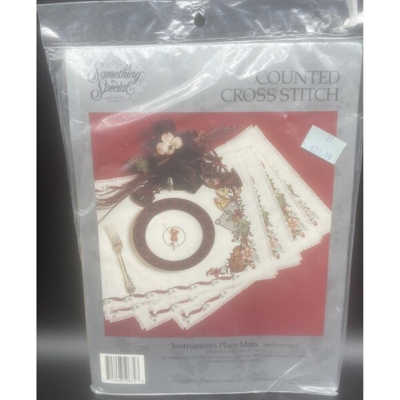 Something Special Counted Cross Stitch Kit Instruments Place Mats Set Of 4 NEW - Picture 1 of 4